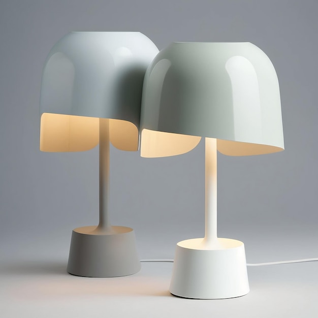 Einzigartige Tischlampe, inspiriert von Benjamin Hubert mit minimalistischer Ästhetik und generativer KI aus nachhaltigen Materialien