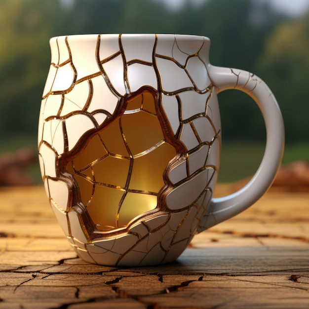 Einzigartiger 3D-Zbrush-Becher mit realistischen Details und von der Natur inspirierten Motiven