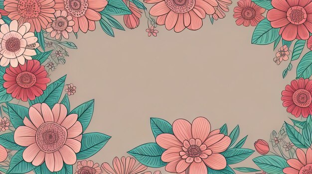 Einzigartiges Hintergrunddesign mit Blumenrandrahmen