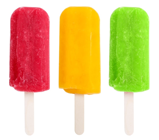 Eis am Stiel Eis am Stiel Sammlung sortierte Eis am Stiel Eis Eis Sommer isoliert auf weiß