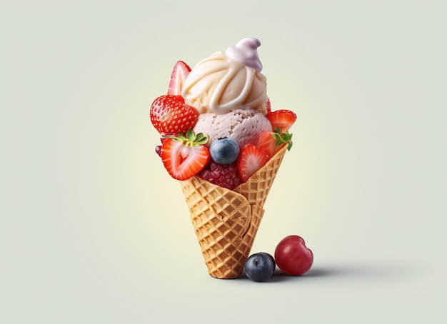 Eis mit Beeren, Beereneis im Waffelbecher