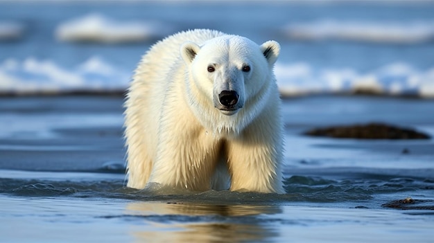 Eisbär auf dem Packeis Männlicher Eisbär Ursus maritimus im Schnee
