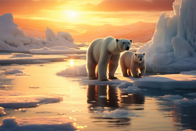 Eisbär auf Eisscholle Schmelzender Eisberg und globale Erwärmung Klimawandel