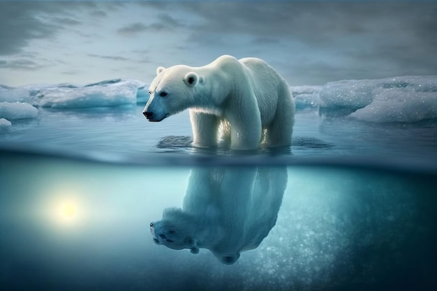 Eisbär, der auf Eis steht Generative KI