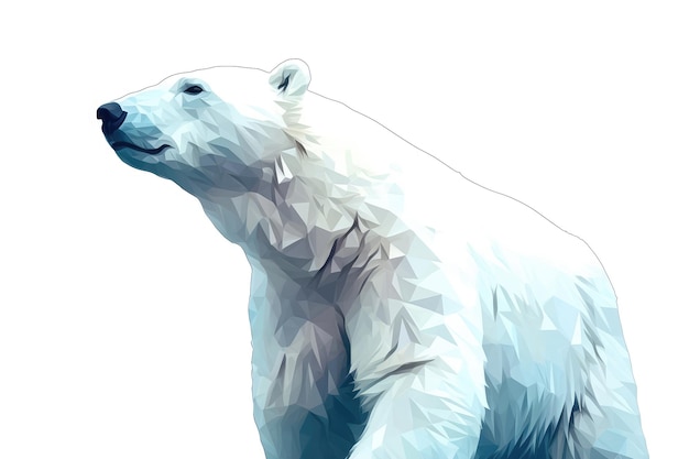 Eisbär im minimalistischen Stil, weißer Hintergrund, karikaturistische flache Illustration, generative KI