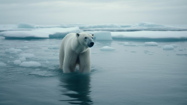 Eisbär läuft in der Arktis