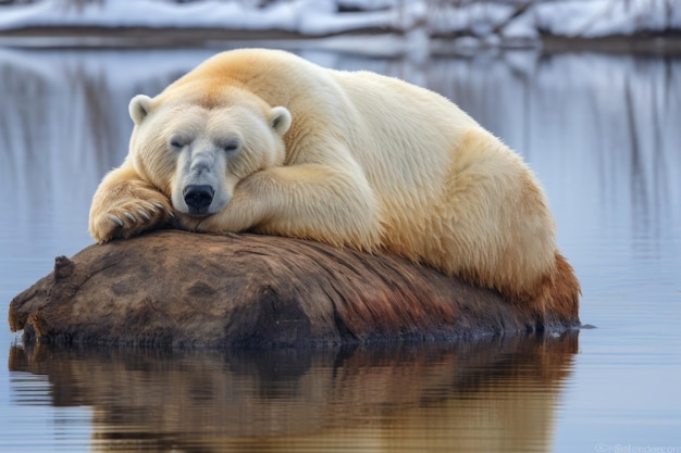 Eisbär ruht sich nach einer erfolgreichen Jagd auf dem Eis aus