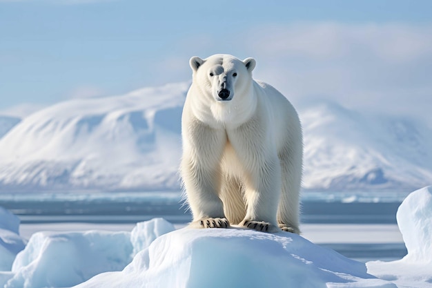 Foto eisbär steht auf einem gletscher porträt-schuss generiert von ai