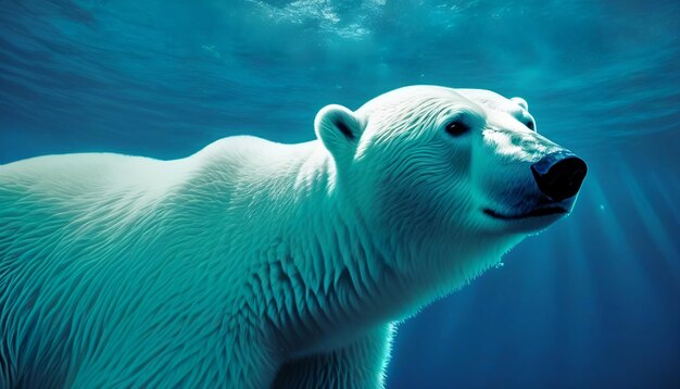 Eisbär unter Wasser, Nahaufnahme