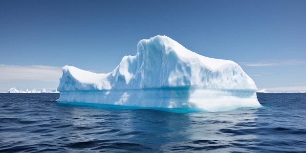 Eisberg im Meer mit blauem Himmel im Hintergrund