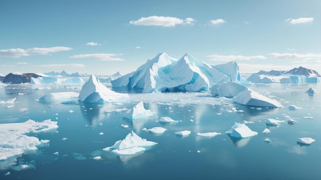 Eisberge im Ozean mit Wolken im Hintergrund