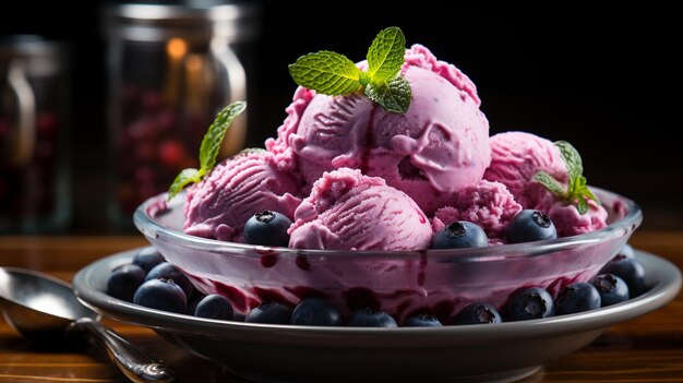 Foto eiscreme aus blaubeeren