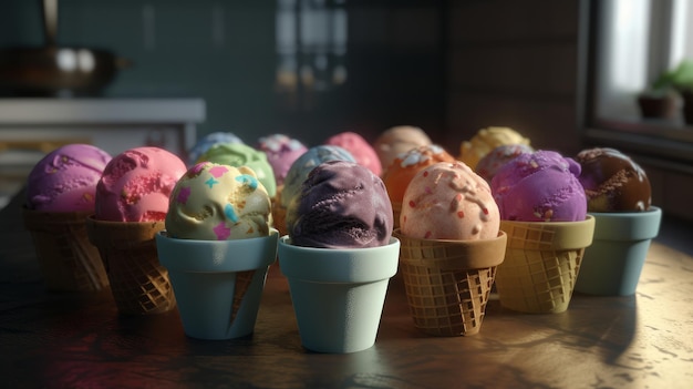 Eiscreme Erdbeer-Vanille-Schokolade Buntes Eis