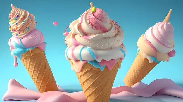Eiscreme unterschiedliche Ansicht Auswahl farbenfroher Süßigkeiten
