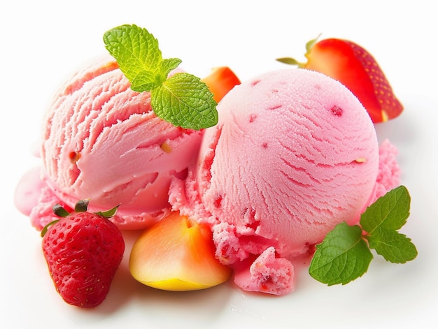 Eisel-Eis mit frischen Erdbeeren und Minze