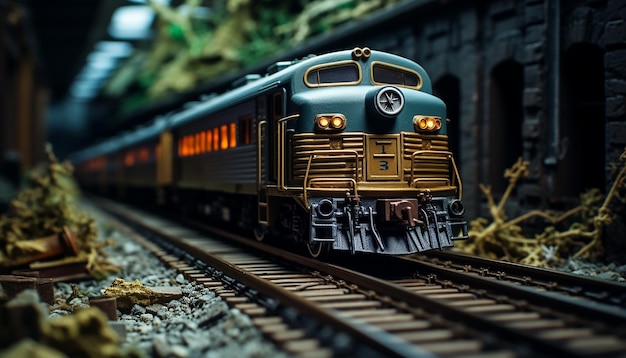 Eisenbahn-Diorama-Fotoshooting. Realistisches Modell