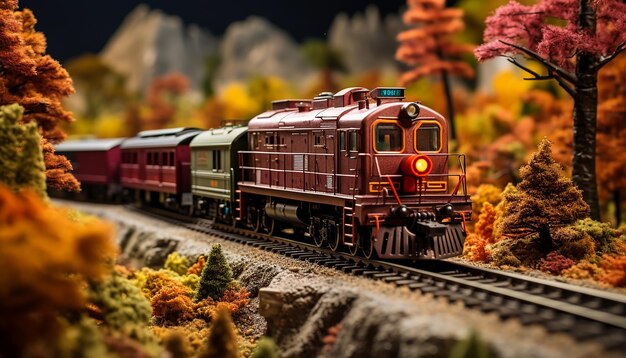 Eisenbahn-Diorama-Fotoshooting. Realistisches Modell