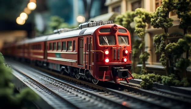 Eisenbahn-Diorama-Fotoshooting. Realistisches Modell