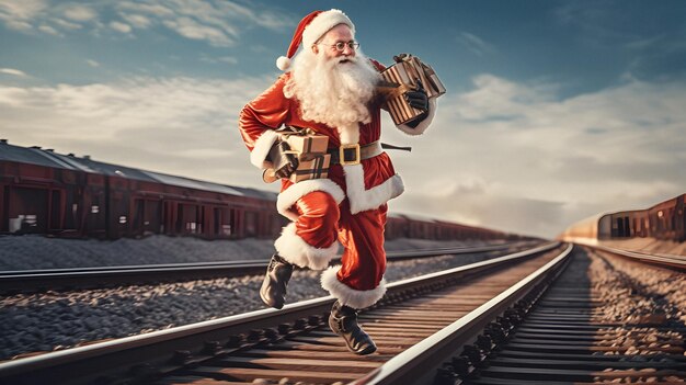 Foto eisenbahnschienen weihnachtsmann versand weihnachtspaket express versand weihnachtssaison verkauf