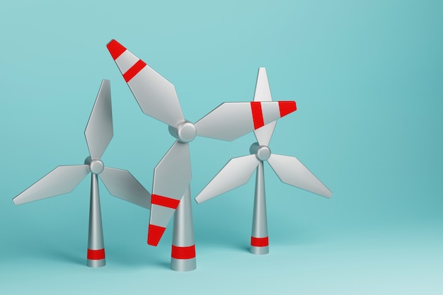 Eiserne Windmühlen oder Windmühlen 3D-Darstellung
