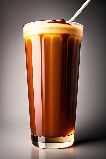 Foto eisgekühlter latte-kaffee im plastikbecher, isoliert auf weißem hintergrund, beschneidungspfad enthalten