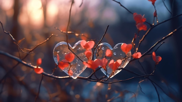 Eisherz mit Blumen im Wald