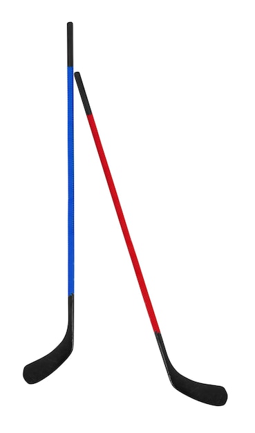 Eishockey-Sticks auf weißem Hintergrund