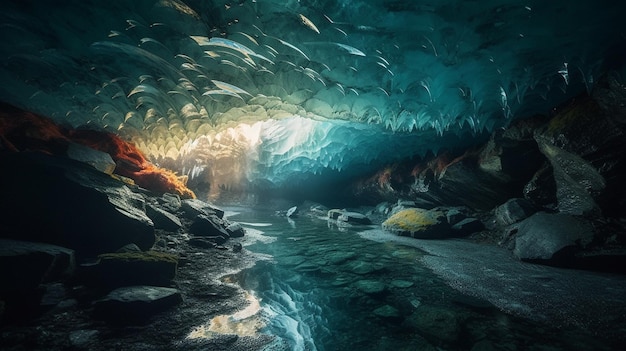 Eishöhle in Island Eishöhle in Jokulsarlon gletschergenerative KI