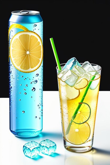 Foto eisiges zitronensaftgetränk in einer glasschale, werbung für wassertropfen, spritzer, spezialeffekt-design-tapete