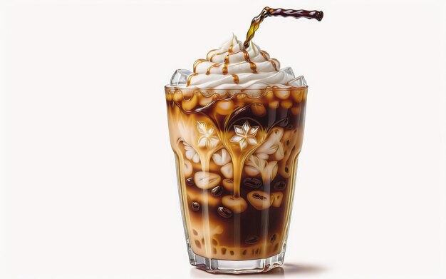 Eiskaffee auf einem weißen Hintergrund isoliert