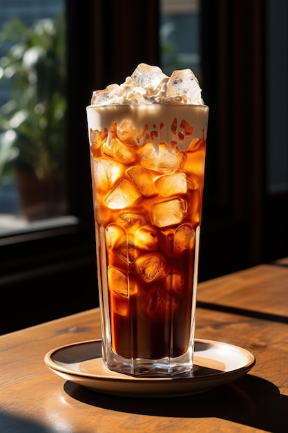 Eiskaffee in einem hohen Glas KI-generiert