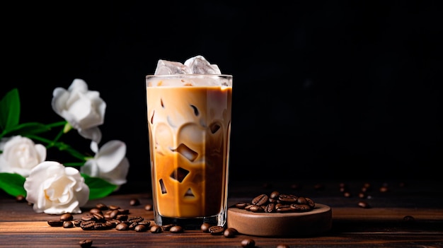 Eiskaffee mit Milch und Eis