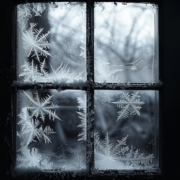 Foto eiskristalle auf einem fenster