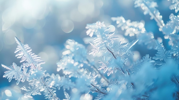 Eiskristalle, die sich in der Winterluft bilden