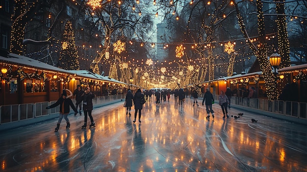 Foto eislaufen auf einer eisbahn