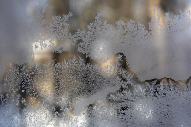 Eismuster auf gefrorenem Fenster