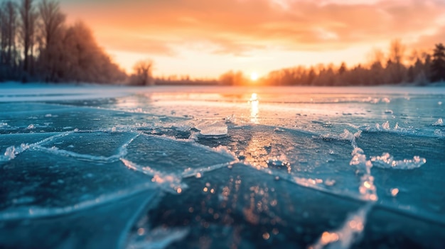 Eisriss auf dem zugefrorenen See