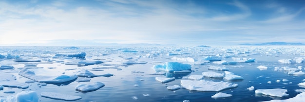 Eisschilde schmelzen im arktischen Ozean oder in Gewässern. Globale Erwärmung, Klimawandel, Treibhausgas-Ökologiekonzept