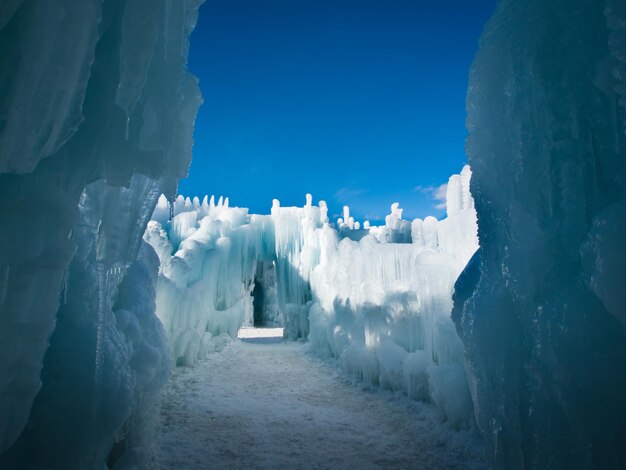 Eisschlösser von Silverthorne, Colorado.