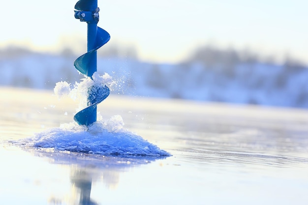 Eisschneckenbohrer Hintergrundeis, Wintersportwerkzeug Hobbyfischen