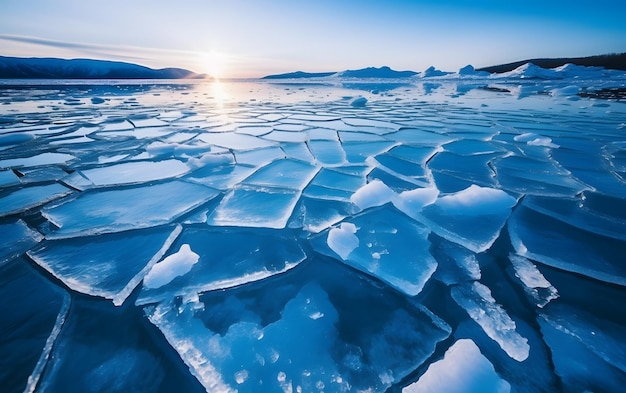 Eisschollen auf dem See im Winter