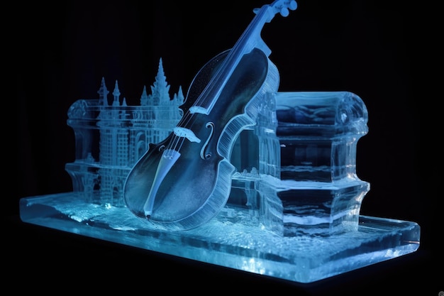 Eisskulptur eines Musikinstruments, das mit generativer AI erstellt wurde