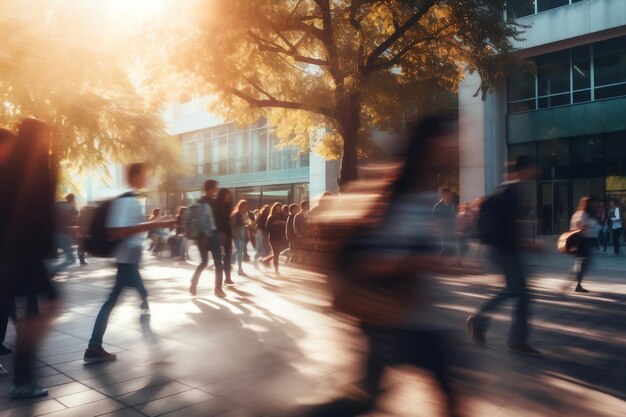 Foto los ejecutivos apresurados desdibujan a los empresarios en movimiento rápido con motion blur generative ai