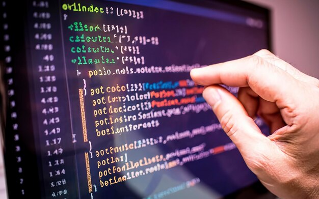 Ejemplo de código fuente del lenguaje de programación C sharp en el monitor