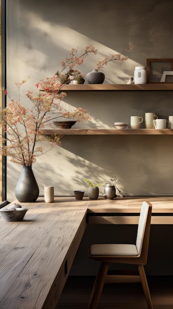 Un ejemplo del estilo de diseño de interiores wabi sabi