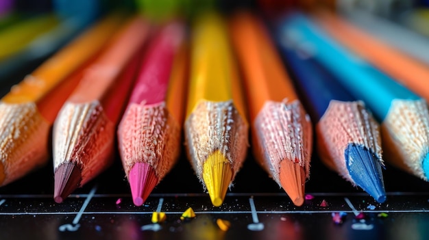 Foto un ejemplo de una tabla de colores mostrada con lápices de color