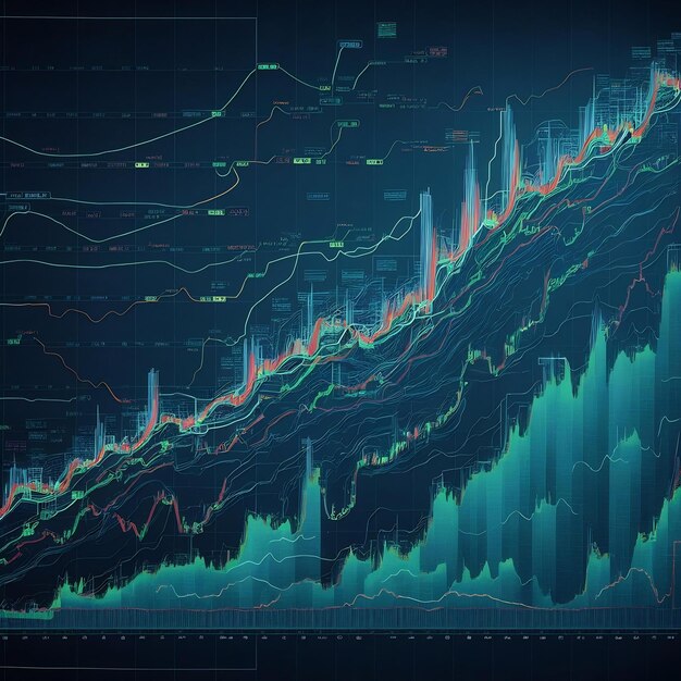 Foto ejemplo típico de gráfico de actividad de inversión en el mercado de valores generativo ai