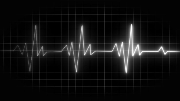 EKG-Herzschlagmonitor Abstraktes Herz schlägt Kardiogramm Kardiogramm von Herzstillstand und Tod in drei Neonfarben Kardiogramm Herzpulslinie Welle