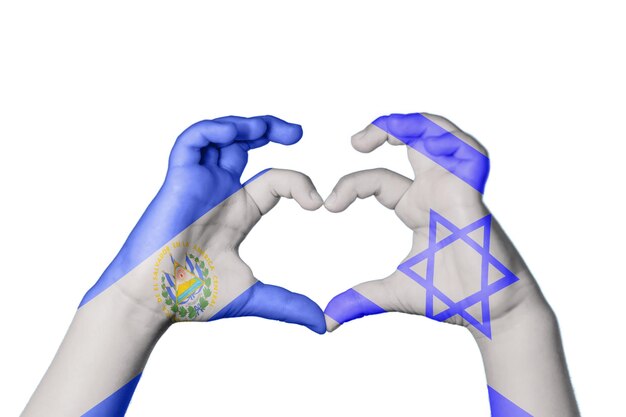 El Salvador Israel coração gesto de mão fazendo coração Clipping Path