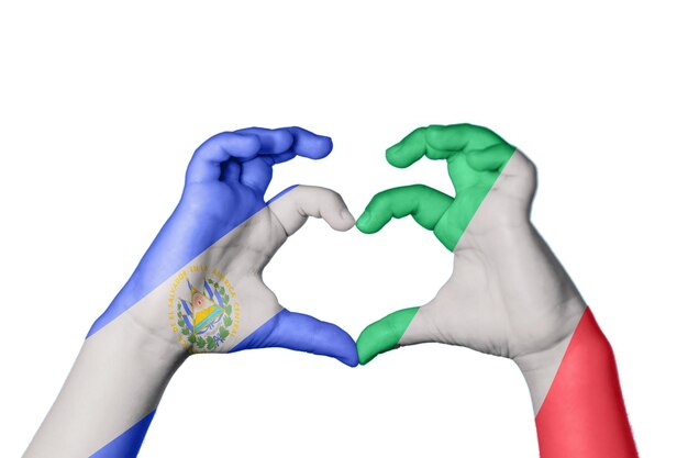El Salvador Itália Coração Gesto da mão fazendo coração